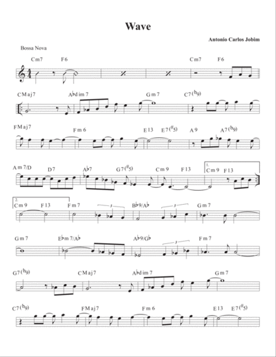 Wave Piano, Vocal, Guitar scores gallery preview page 1