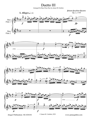 Quantz: Duetto Op. 2 No. 3 for Bass Flute Duo