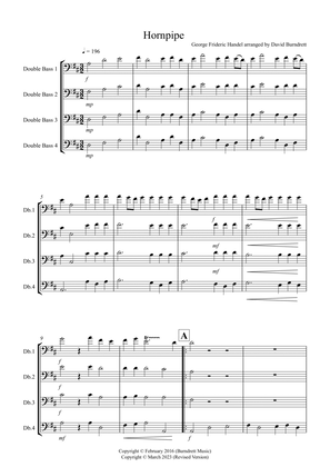 Hornpipe from Handel's Water Music for Double Bass Quartet