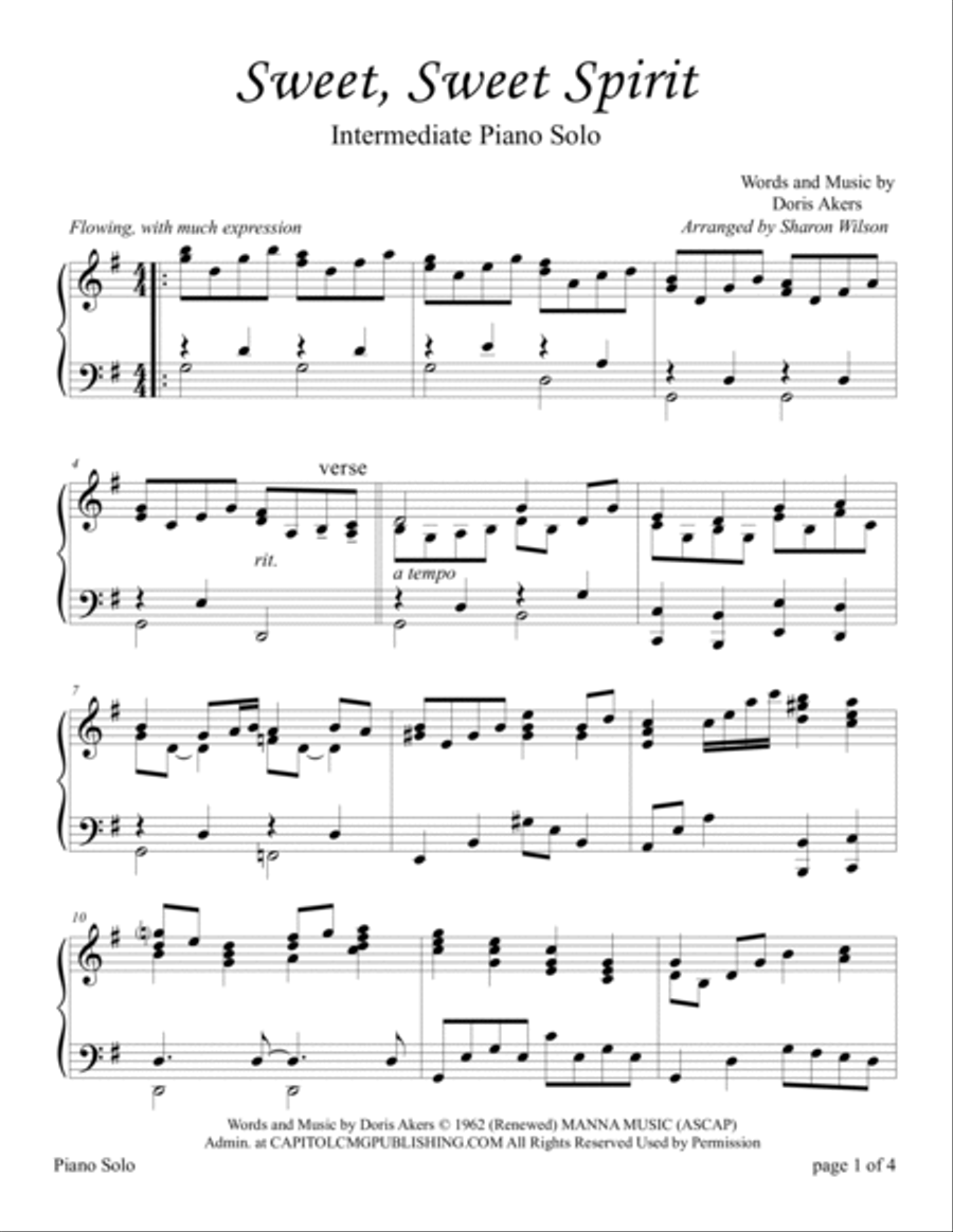 Sweet, Sweet Spirit Sweet, Sweet Spirit Piano Solo scores gallery preview page 2