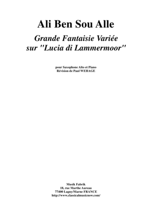 Book cover for Ali Ben Sou Alle: Grande Fantaisie Variée sur "Lucia di Lammermoor" for alto saxophone and piano