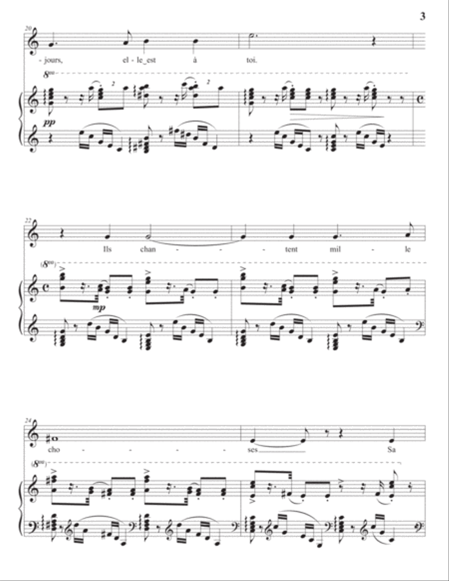 JAËLL: Les petits oiseaux (transposed to C major) Voice scores gallery preview page 4