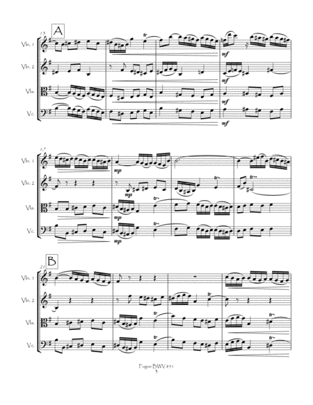Fugue BWV 851 from the Well-Tempered Clavier, Book 1 for String Quartet image number null