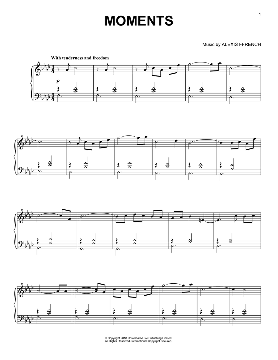 Moments Piano Solo scores gallery preview page 1