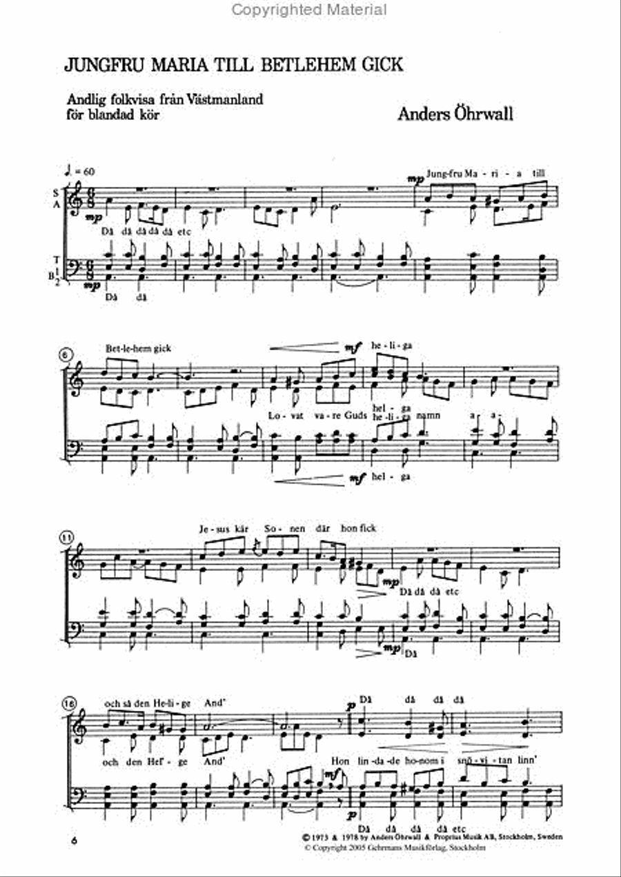 Sex folkmelodier for kor och instrument - korpartitur Divisi scores gallery preview page 5
