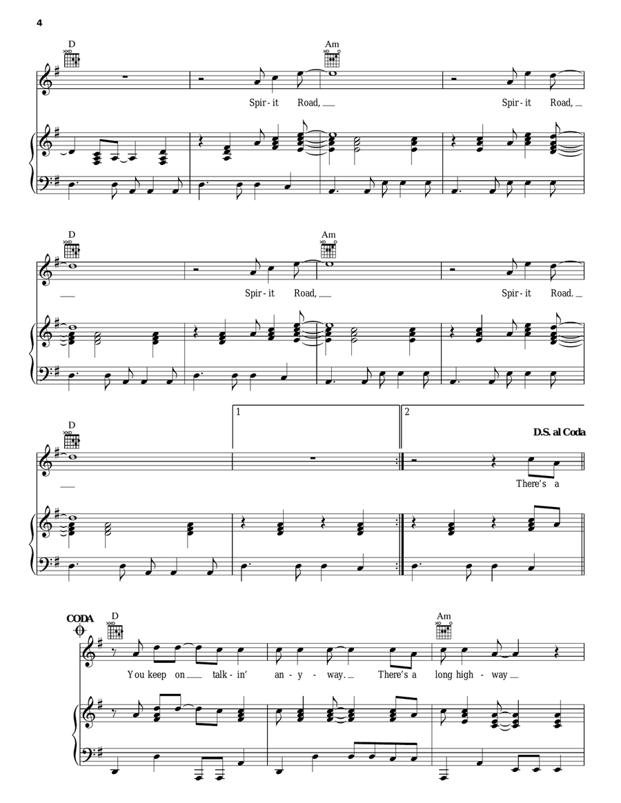 Spirit Road Piano, Vocal, Guitar scores gallery preview page 4