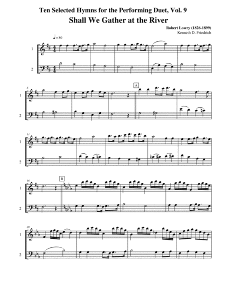 Ten Selected Hymns for the Performing Duet, Vol. 9 - violin and cello String Duet scores gallery preview page 1