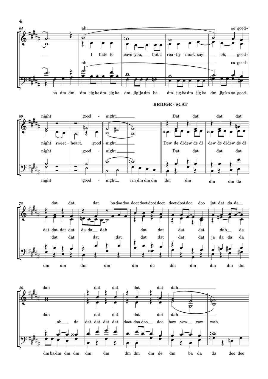 Goodnight, Sweetheart, Goodnight (goodnight, It's Time To Go) 4-Part scores gallery preview page 4