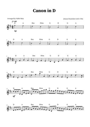 Canon in D - Violin Solo (+CHORDS)