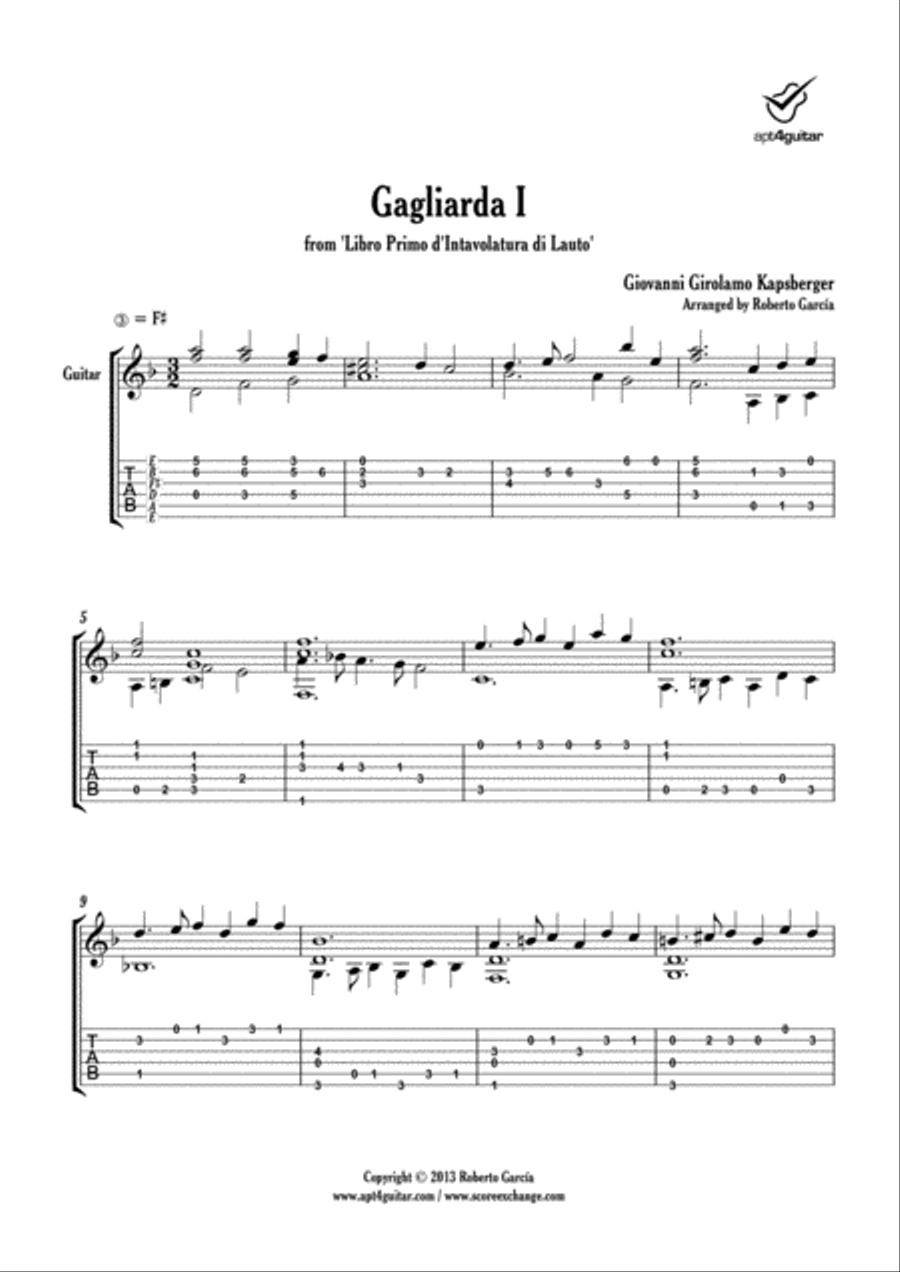 12 Gagliardas Classical Guitar scores gallery preview page 2