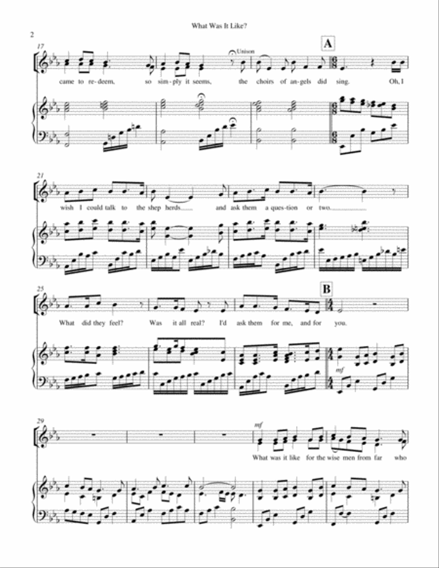 What Was It Like? (for S.A. duet or women's chorus) SA scores gallery preview page 2