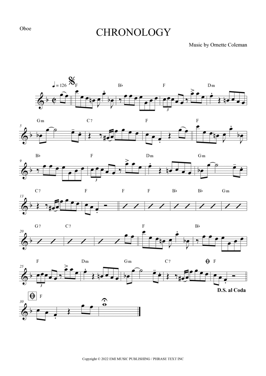 Chronology Oboe Solo scores gallery preview page 1