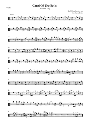 Carol Of The Bells (Christmas Song) for Viola Solo (D Minor)