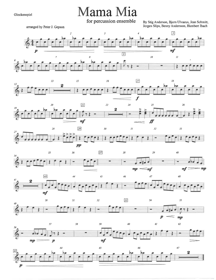 Mama Mia Percussion Ensemble scores gallery preview page 6