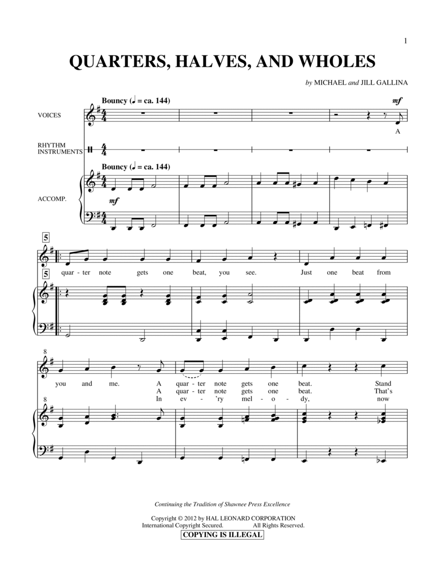 Quarters, Halves And Wholes Choir scores gallery preview page 1