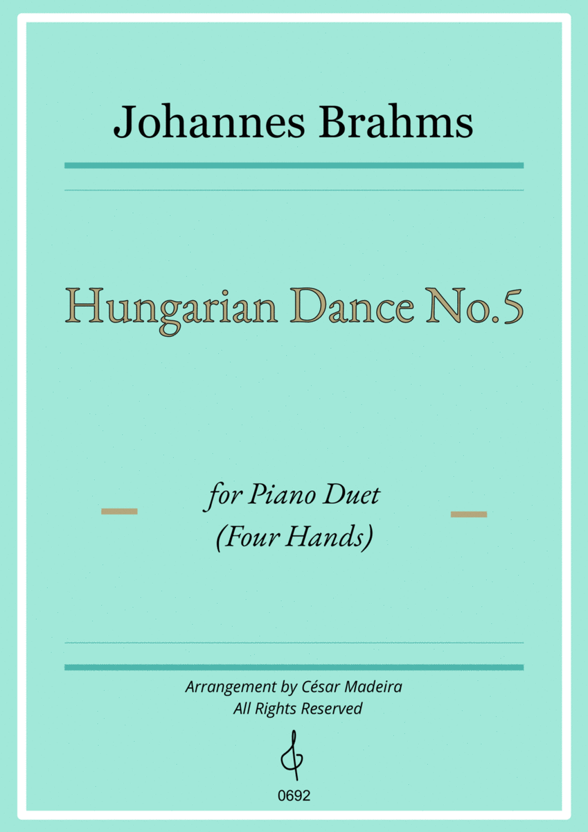 Hungarian Dance No.5 by Brahms - Piano Four Hands (Full Score) image number null
