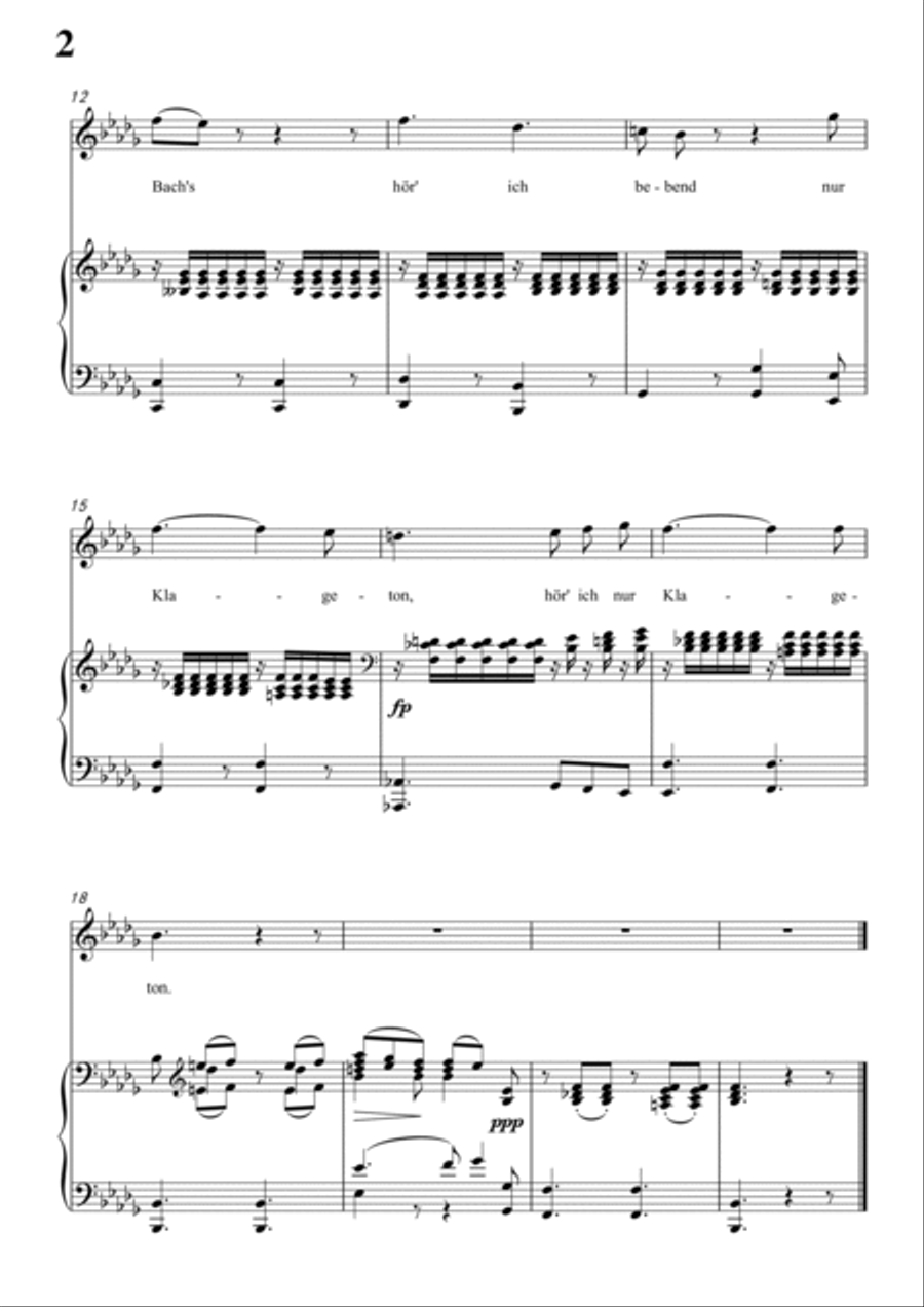Schubert-Klaglied,Op.131 No.3 in bB minor,for Vocal and Piano Voice scores gallery preview page 3