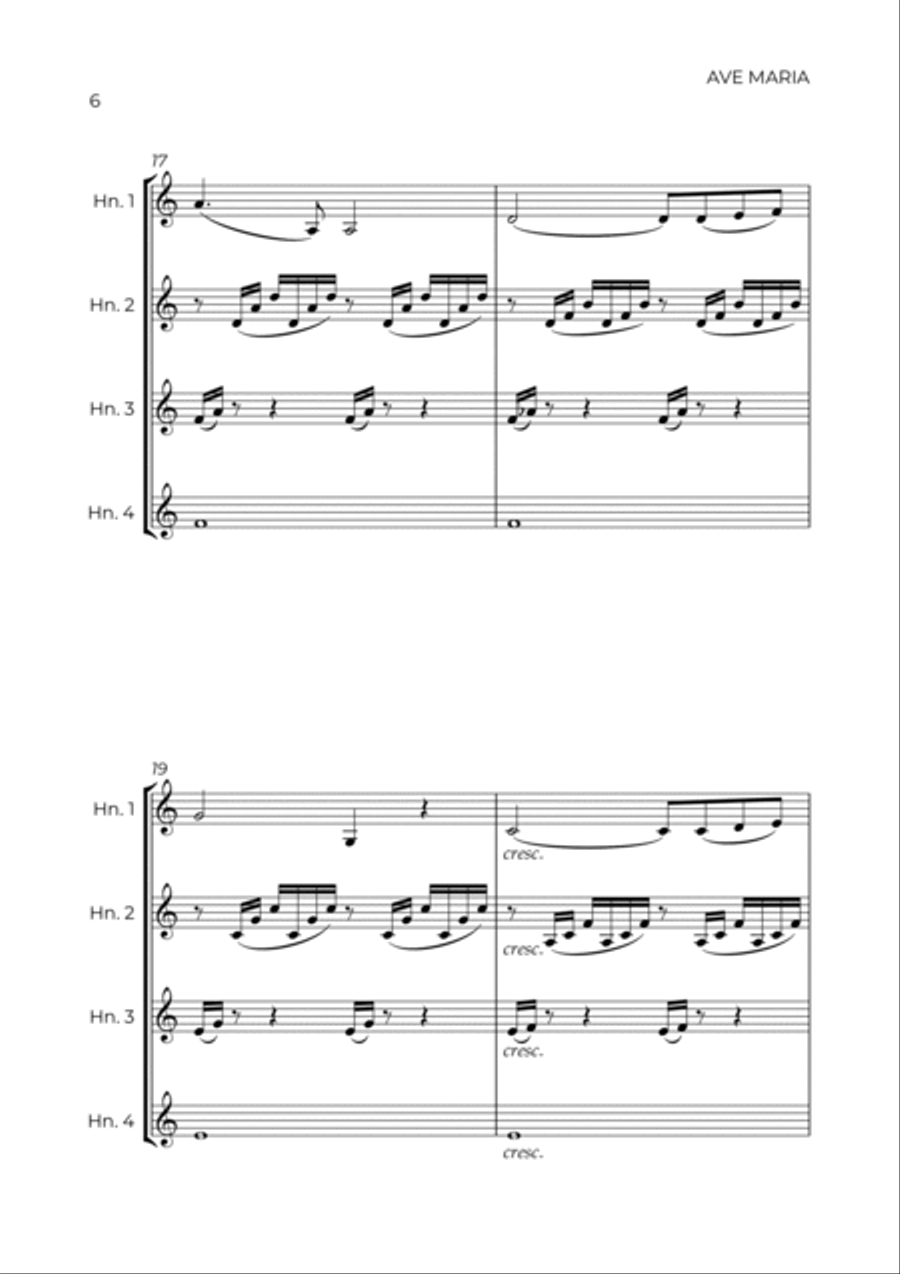 AVE MARIA - GONOUD - HORN QUARTET French Horn Quartet scores gallery preview page 6