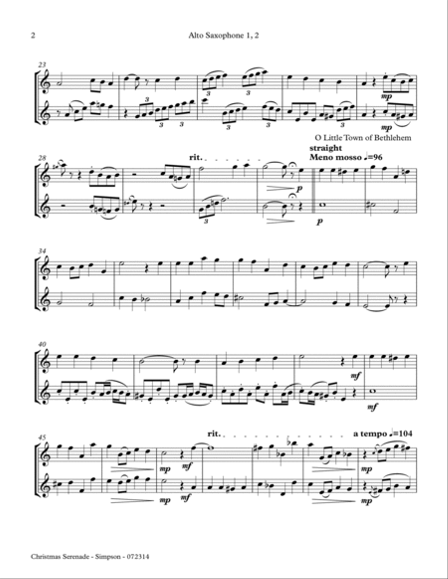 Christmas Serenade for two Alto Saxophones Alto Saxophone scores gallery preview page 2