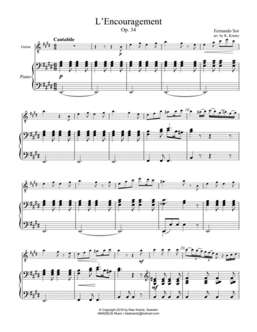 L'Encouragement Op. 34 for guitar and piano (E Major) image number null
