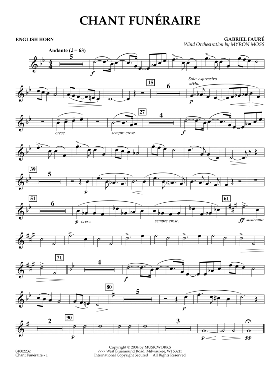 Chant Funeraire (arr. Myron Moss) - English Horn Concert Band scores gallery preview page 1