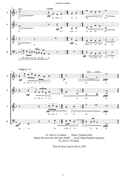Si, ch'io ti vò lodare - Lauda for Choir SATB a cappella image number null