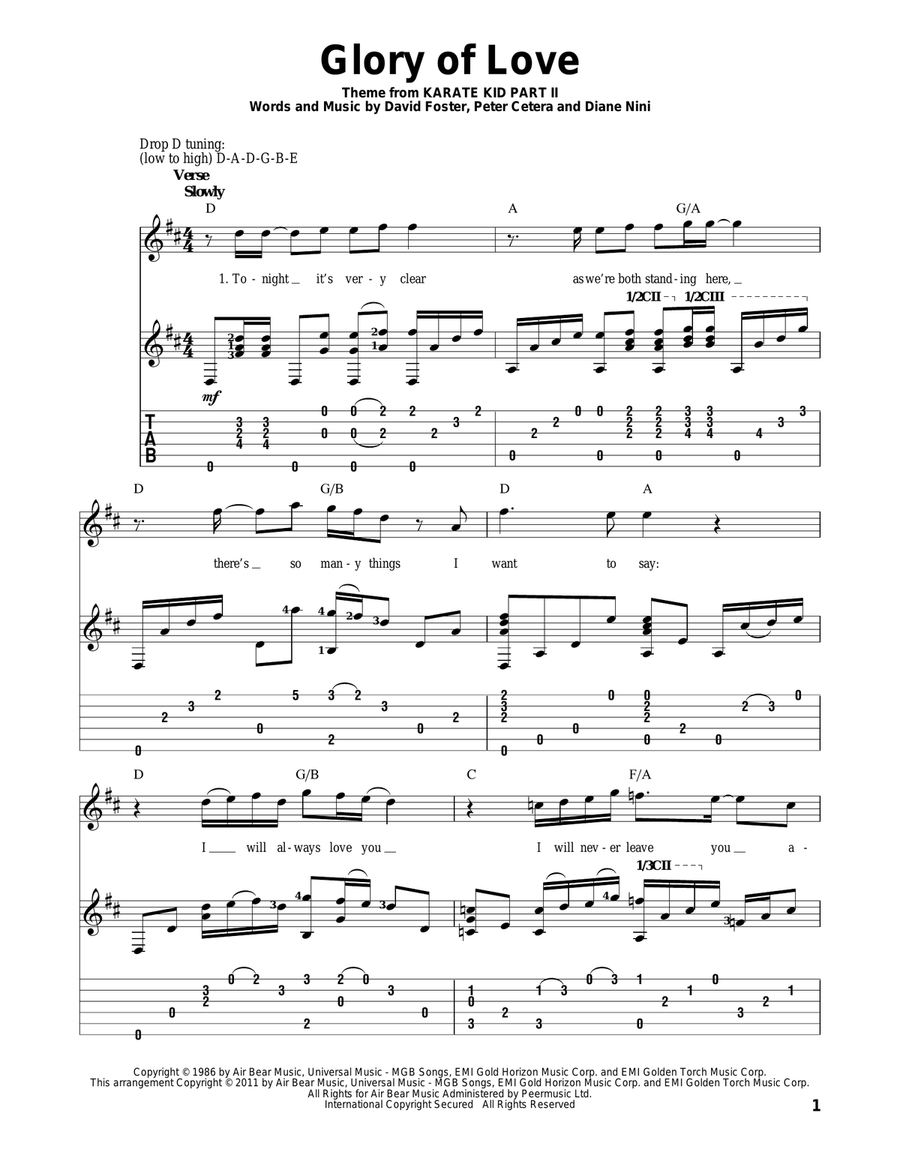 Glory Of Love Acoustic Guitar scores gallery preview page 1