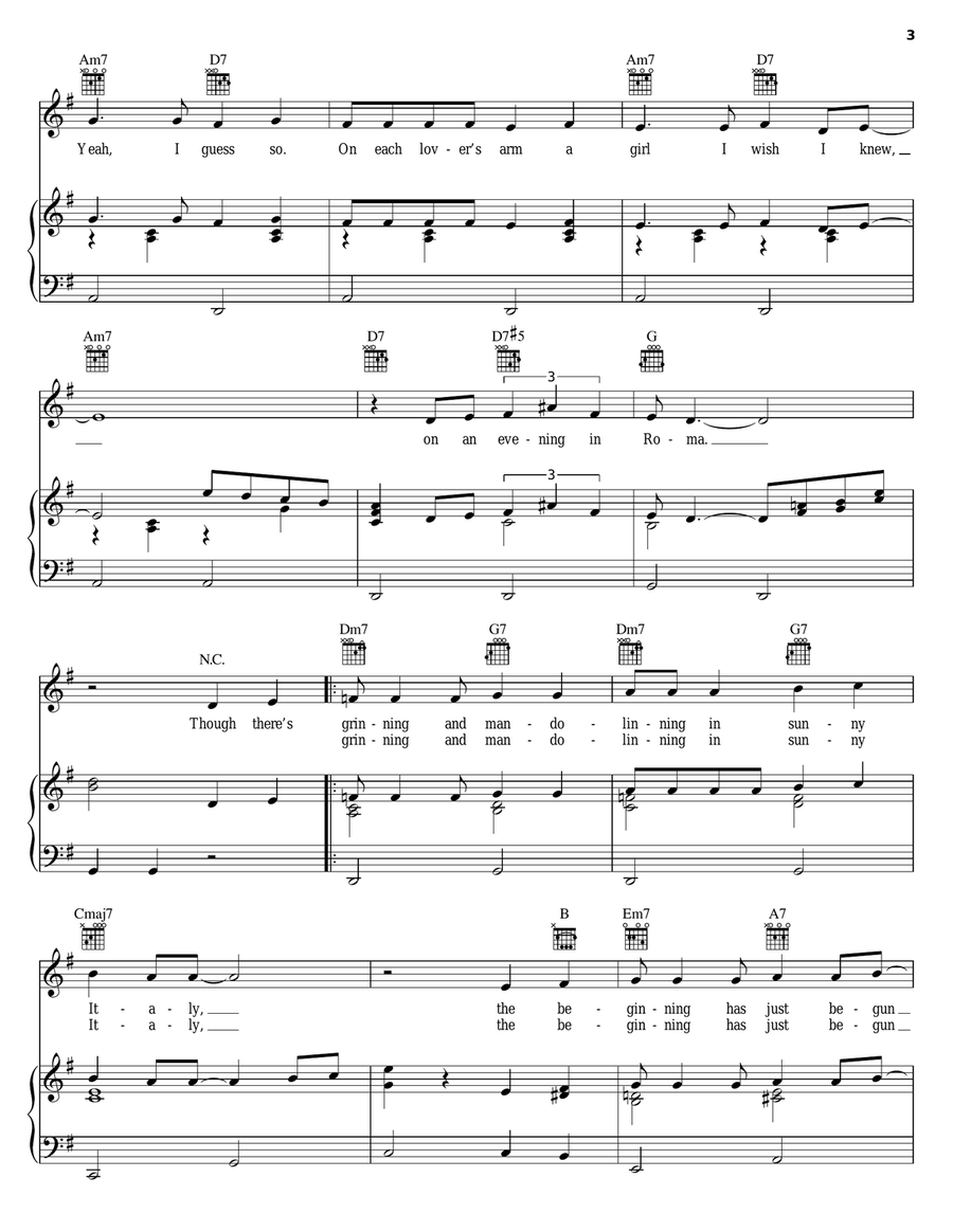 On An Evening In Rome Piano, Vocal, Guitar scores gallery preview page 3