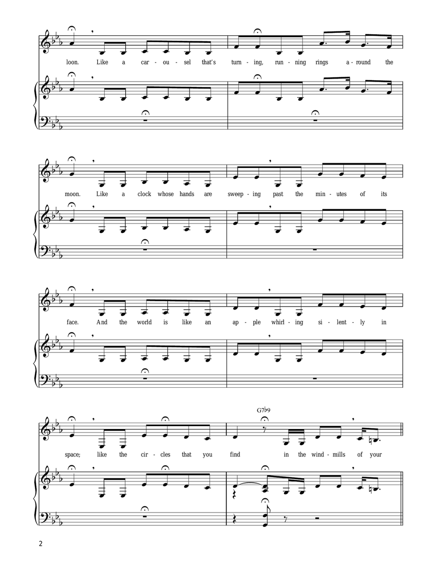 The Windmills Of Your Mind Piano, Vocal, Guitar scores gallery preview page 2