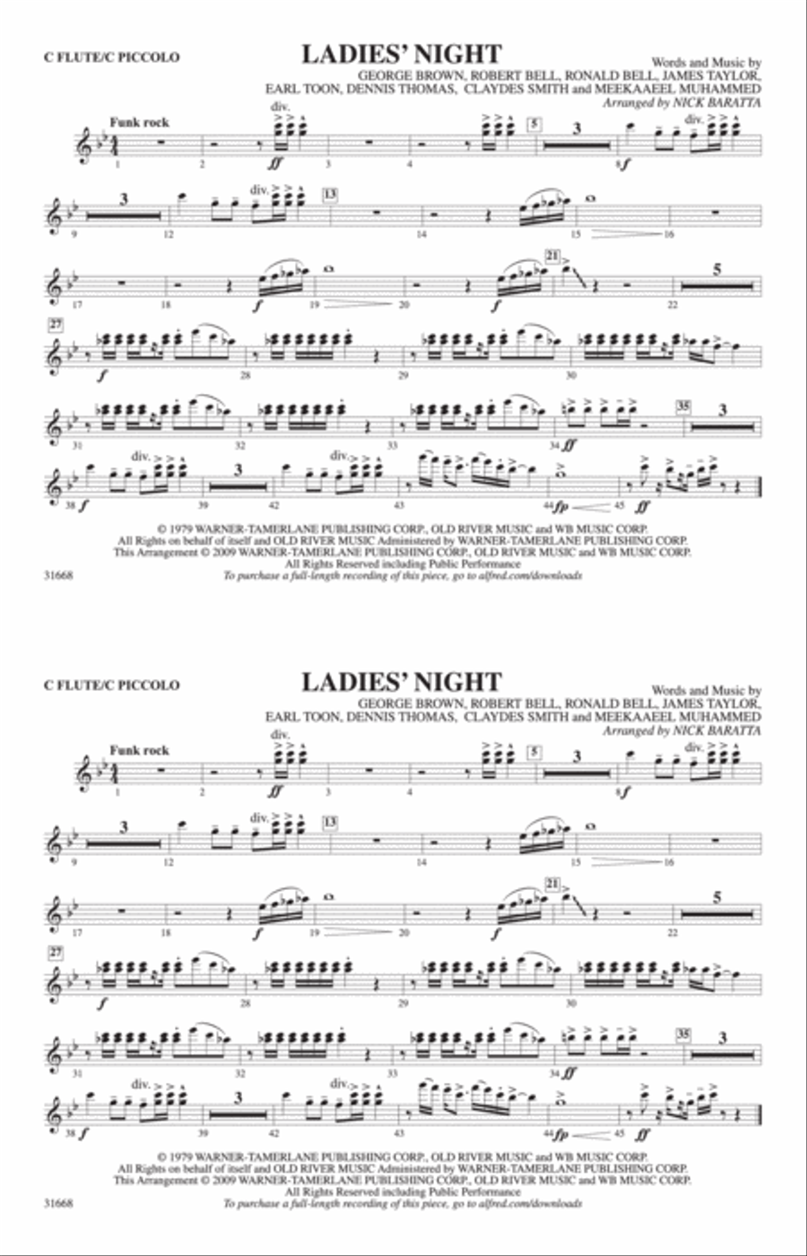 Ladies' Night: Flute Marching Band scores gallery preview page 1