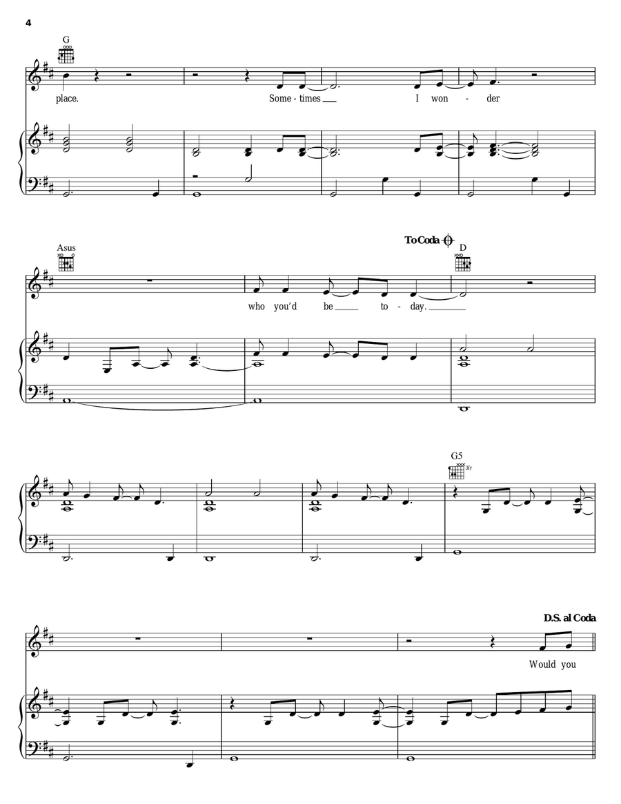 Who You'd Be Today Piano, Vocal, Guitar scores gallery preview page 4
