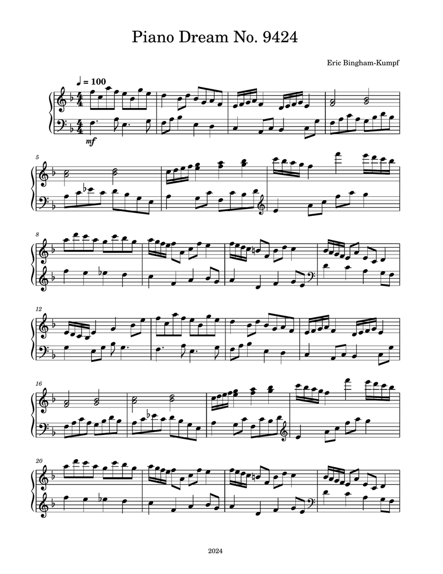 Piano Dream No. 9424 Piano Solo scores gallery preview page 1