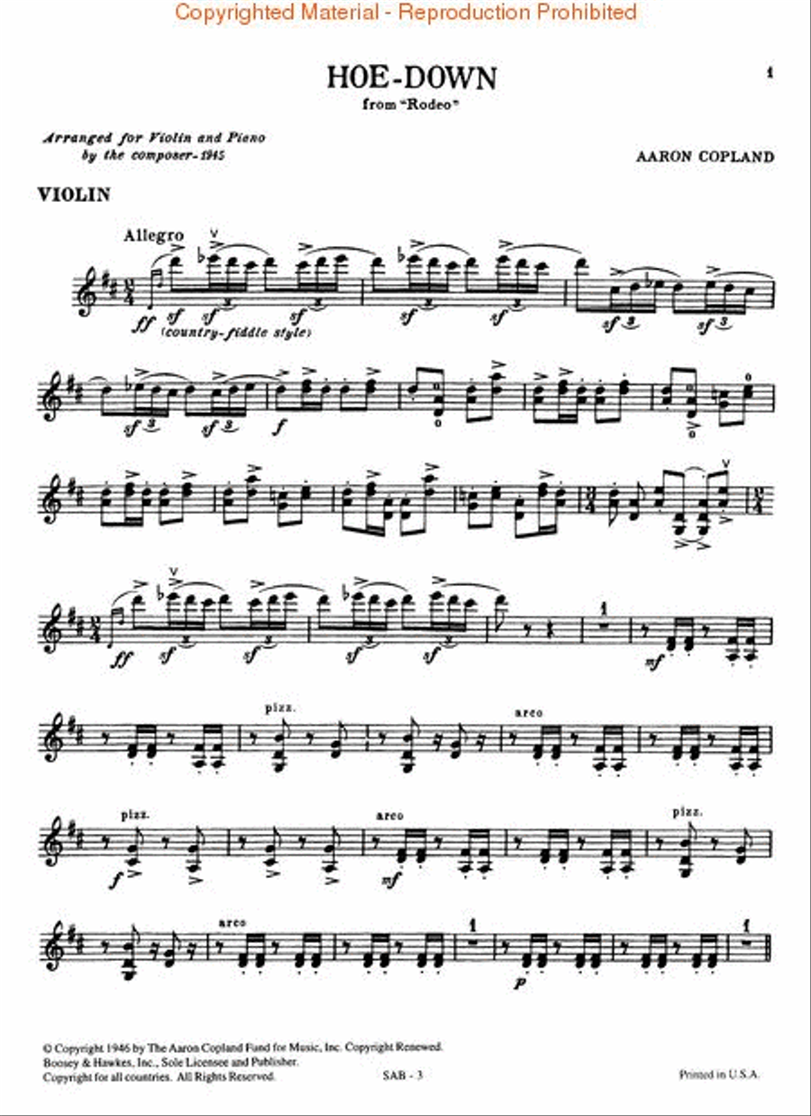 Hoe Down Violin Solo scores gallery preview page 2