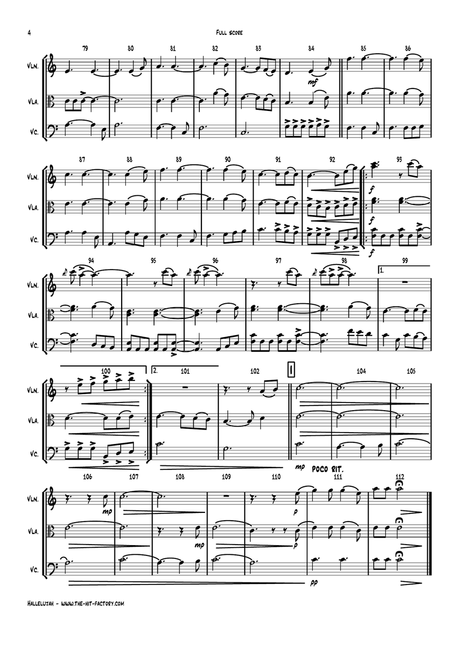 Hallelujah String Trio scores gallery preview page 4