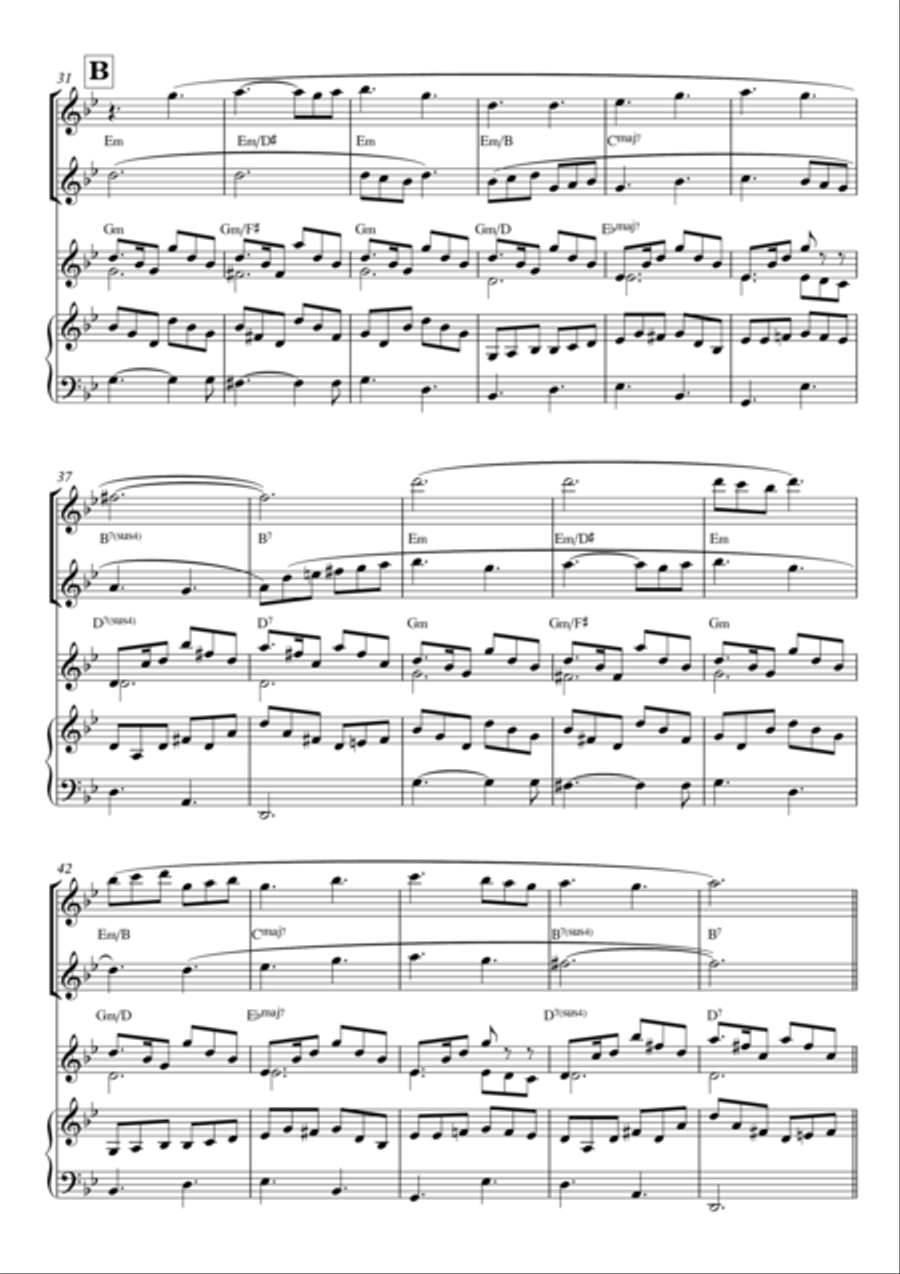 Instrumental Interlude 2'22 for 2 flutes, guitar and/or piano by Simon Peberdy Small Ensemble scores gallery preview page 4