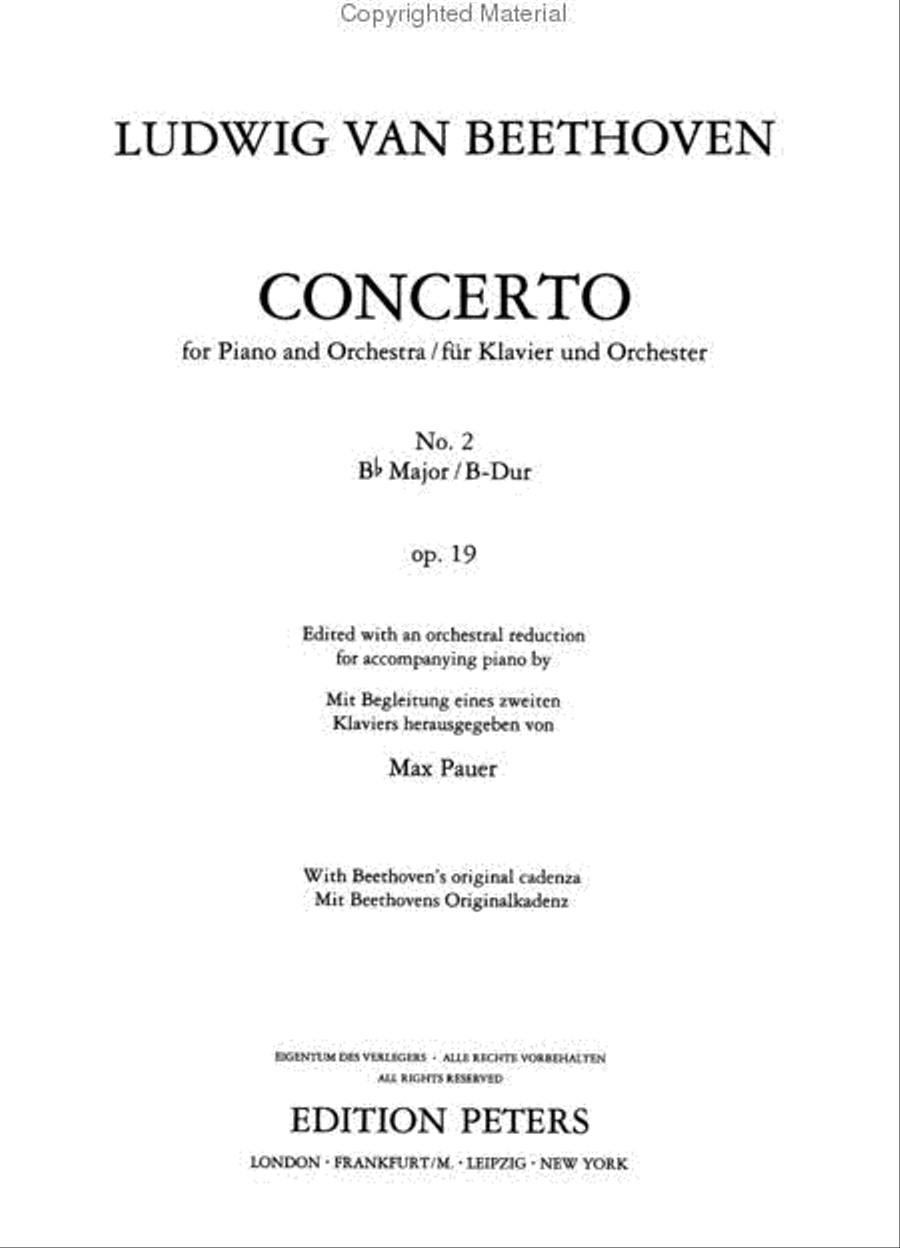 Piano Concerto No. 2 in B flat Op. 19 (Edition for 2 Pianos) by Ludwig van Beethoven Piano