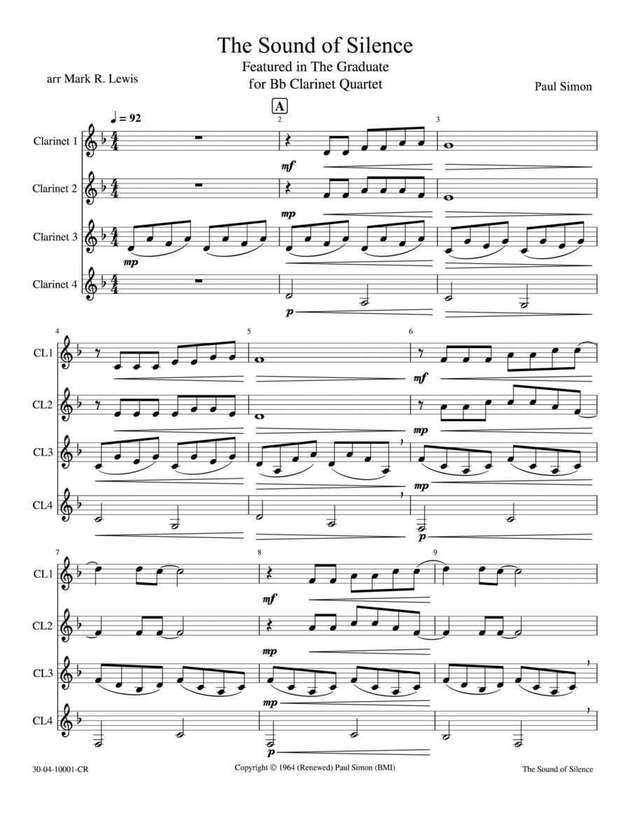 The Sound Of Silence Woodwind Ensemble scores gallery preview page 1