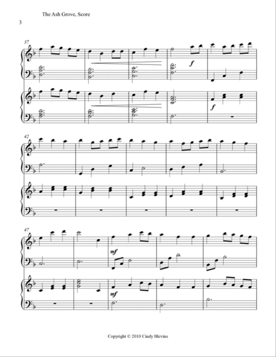The Ash Grove, for Harp Duet Harp scores gallery preview page 4