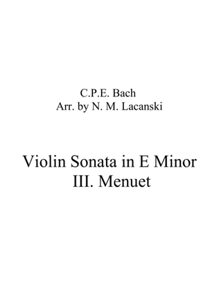 Sonata in E Minor for Violin and String Quartet III. Menuet