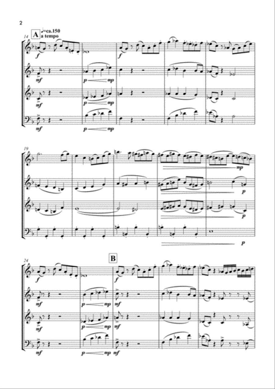 Horns Up! – Jazz Suite in 3 Movements by Markus Plattner – for Horn Quartet French Horn Quartet scores gallery preview page 4