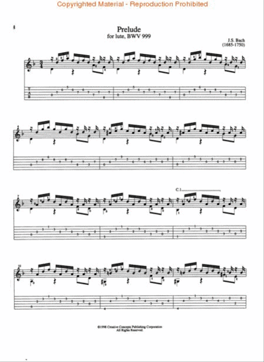 Classical Guitar of Bach Acoustic Guitar scores gallery preview page 3
