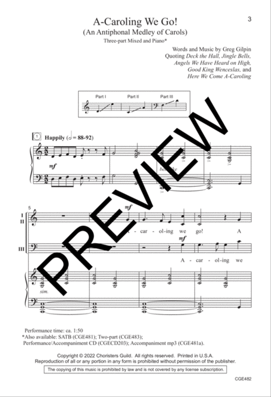 ACaroling We Go (Three-part Mixed) 3-Part scores gallery preview page 2