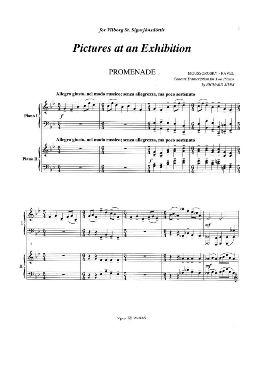 Pictures at an Exhibition Pictures at an Exhibition Piano Duet scores gallery preview page 1