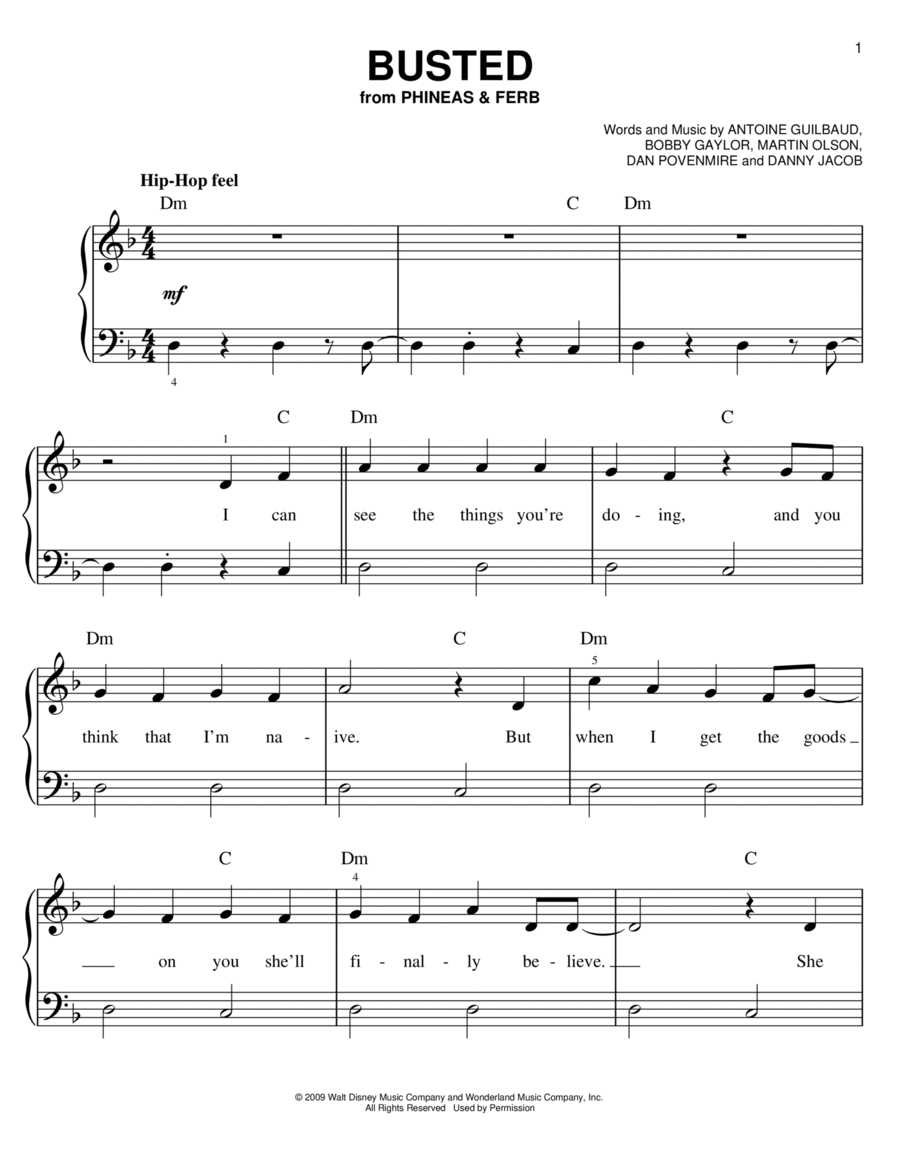 Busted (from Phineas And Ferb) Voice scores gallery preview page 1