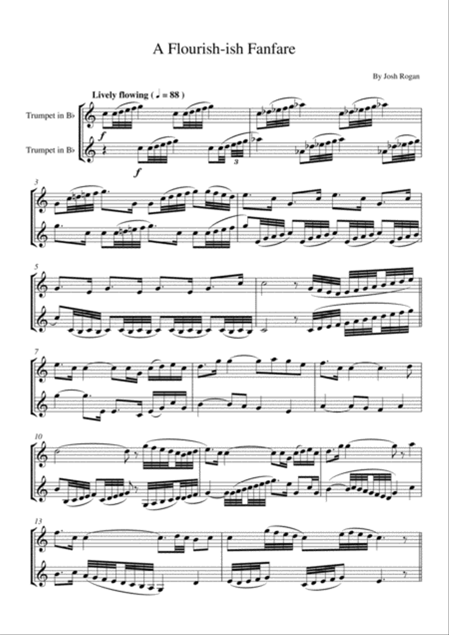 A Flourish-ish Fanfare: For 2 Trumpets Trumpet Duet scores gallery preview page 2