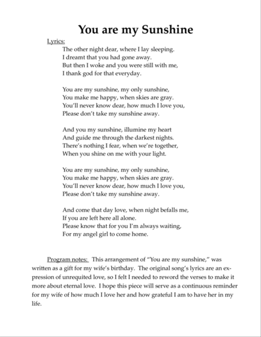 You Are My Sunshine You Are My Sunshine 4-Part scores gallery preview page 2