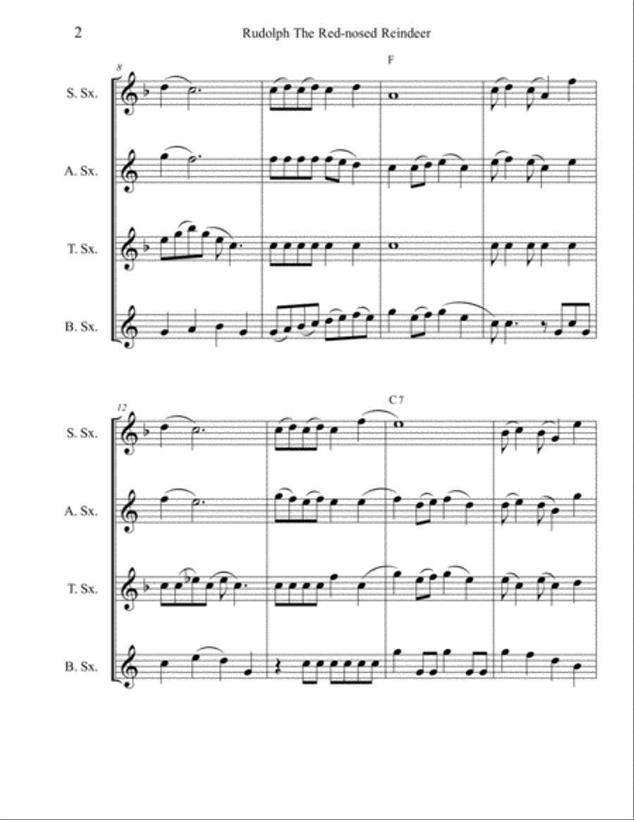 Rudolph The Red-nosed Reindeer Woodwind Quartet scores gallery preview page 2