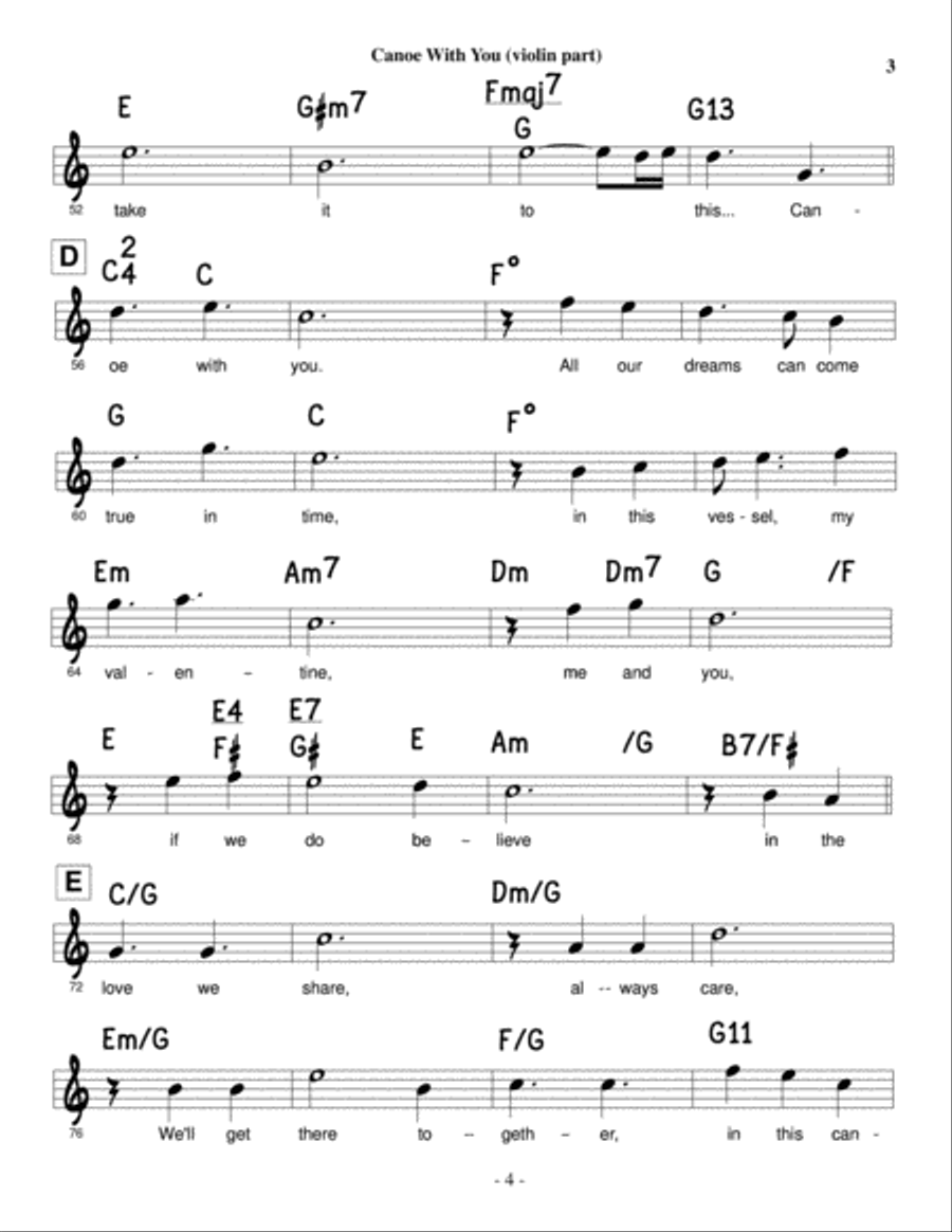 Canoe With You - Violin part (for violin and guitar duet) String Duet scores gallery preview page 4