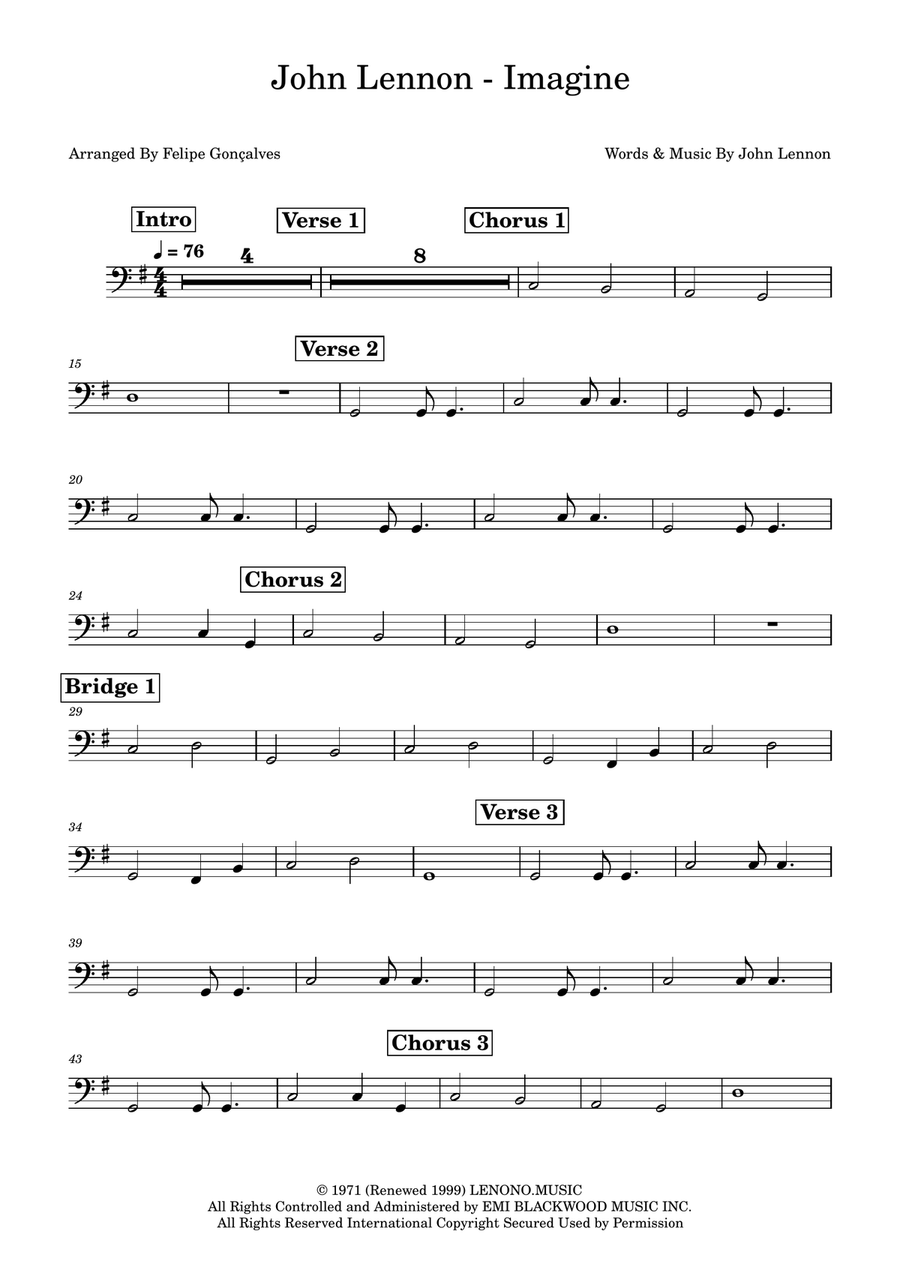 Imagine Imagine Bass Guitar scores gallery preview page 1