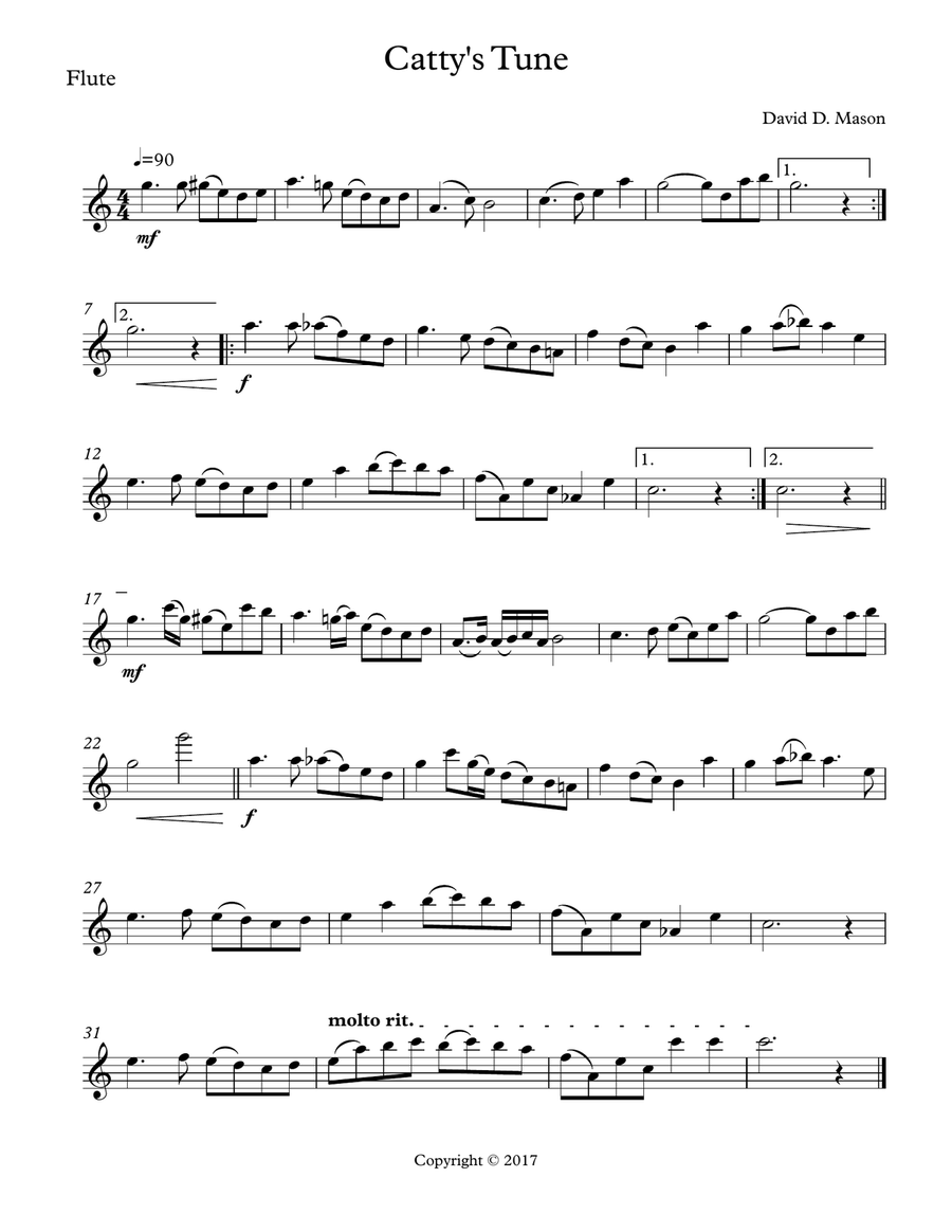 Catty's Tune Catty's Tune Flute Solo scores gallery preview page 1